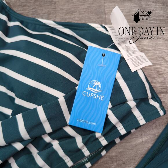 Cupshe Green Striped Bikini Set - Picture 4 of 7